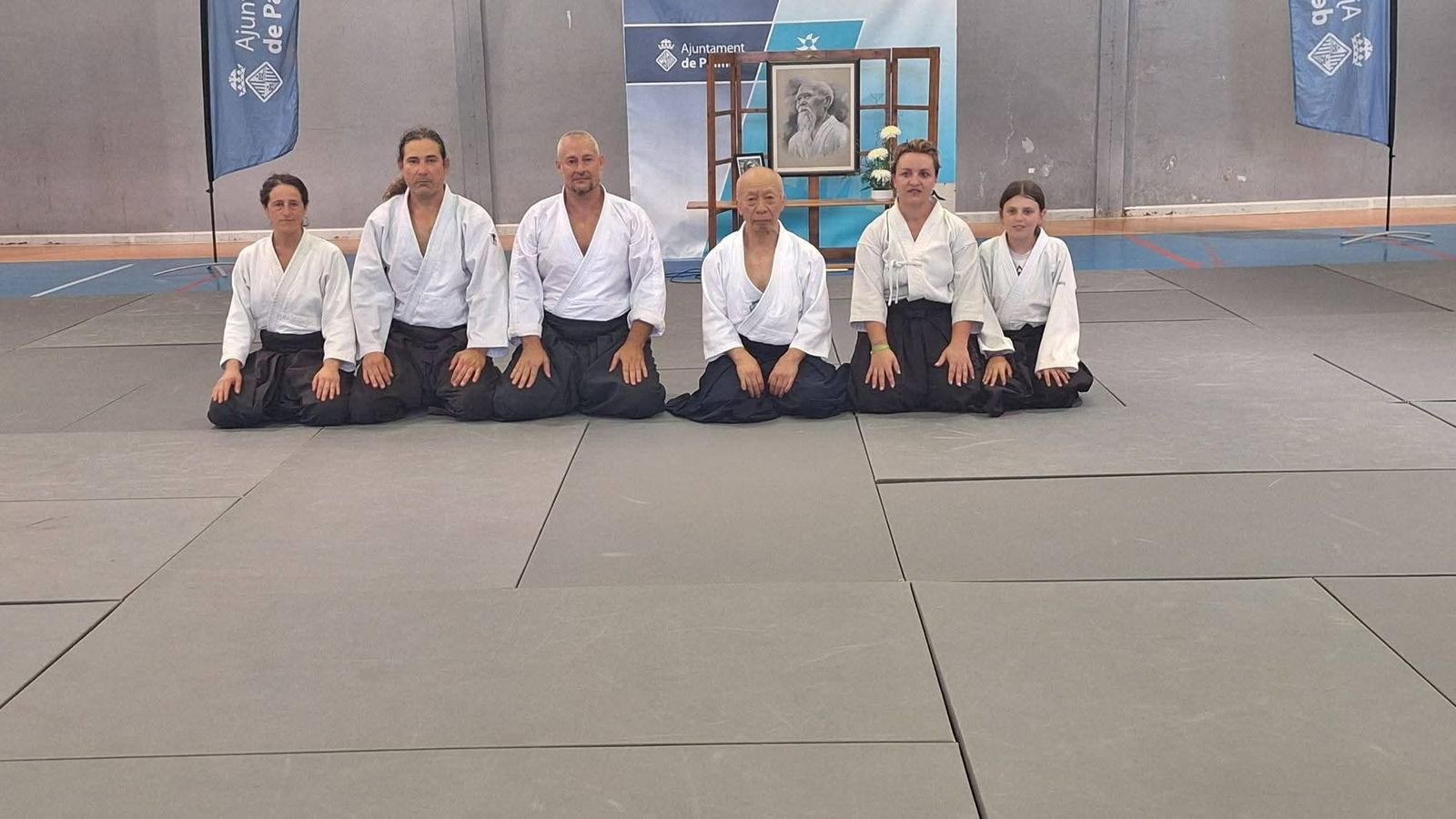 Miembros de Kaika Dojo junto a Osawa Sensei en el seminario de Palma de Mallorca